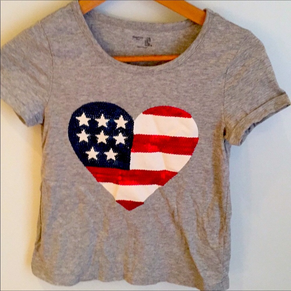 Girls American flag heart t-shirt